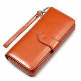 Women Wallet Leather Card Coin Holder Money Clip Long Clutch Phone Wristlet Trifold Zipper Cash Photo Famous Brand Female Purse