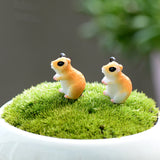 XBJ038 Landscape Mini 2pcs Cute Resin Crafts Decorations Simulation hamster gardening decorative Christmas Garden Decor