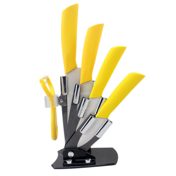 High quality brand Paring Fruit Utility 3" 4" 5" 6" inch + peeler + Acrylic Holder Block Chef Kitchen Ceramic Knife Sets