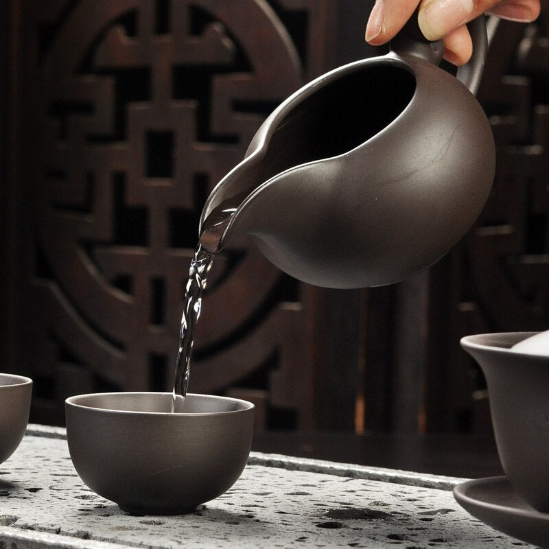 Yixing Purple sand tea set black/red ceramic kung fu Teapot, handmade Purple sand teapot teacup gaiwan Tureen tea ceremony