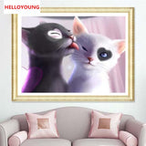 DIY 5D Diamond Embroidery The Lovely Cats Round Diamond Painting Cross Stitch Kits Diamond Mosaic Home Decoration