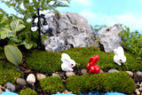 XBJ101 Mini 8pcs Red and white rabbit decor supplies moss micro landscape deco  Garden deco Creative handicrafts