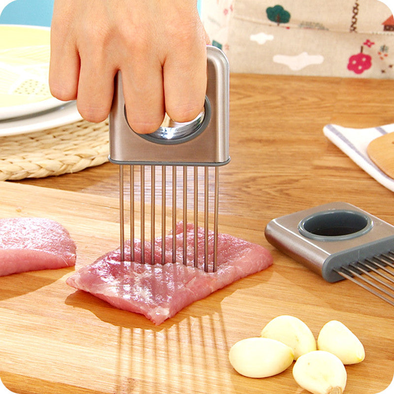 Easy Onion Holder Slicer Vegetable tools Tomato Cutter Stainless Steel Kitchen Gadgets No More Stinky Hands Main image