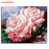Blooming roses Digital Painting DIY Handpainted Oil Painting Budding Flowers by numbers oil paintings chinese scroll paintings