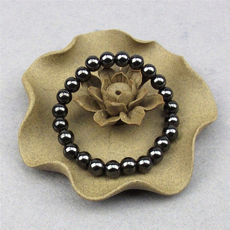 Unisex Luxury Slimming Bracelet Weight Loss Round Black Stone Magnetic Therapy Bracelet Health Care 1PCS