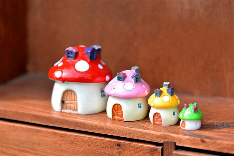 XBJ022 Kawaii Mini Mushroom House Garden Decoration Resin Crafts Garden Ornaments for Bonsai Micro Landscape Diy Craft