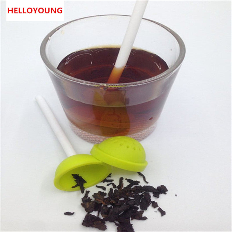 CJ155 Cute 1 pc Lollipop Shape Tea Infuser Silicone Puer Tea Strainer Loose-Leaf Spice Flower Herbal Tea Filter Funny Gift Main image