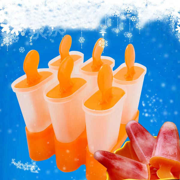 Cooking tools 6 Cell Ice Cream Tools Pop Mold Popsicle molds ice Maker Lolly Mould Tray Pan Kitchen DIY