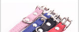 5 Colors Bone Pet Dog Collar Durable PU Leather Adjustable Puppy Cat Strap Collar S/M/L/XL 1.5cm