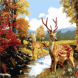 HELLOYOUNG Digital Painting Handpainted Oil Painting Sika deer by numbers oil paintings chinese scroll paintings Home Decor