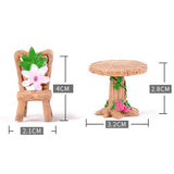 3pcs/Set Table Chair Resin Craft Micro Landscape Ornament Fairy Garden Miniature Terrarium Figurine Christmas Decoration