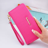 Women Wallets Leather Coin Purse Female Long Wallet Wristlet Zipper Card Holder Purse Female Fashion Clutch New Clamp For Money