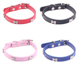 5 Colors Bone Pet Dog Collar Durable PU Leather Adjustable Puppy Cat Strap Collar S/M/L/XL 1.5cm