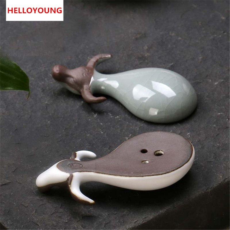 CJ279 Creative Ceramic Tea Pet Lucky Ox Kiln Kung fu Tea Set Ru Kiln Tea Tray Ornaments Home Decorations Main image