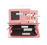 High-capacity candy-colored zipper wallet High quality Leather Handbag button Cross-shaped long section Wallets