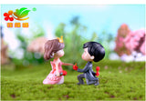 1pair Couple Decoration Crown Couple Moss Micro Landscape Resin Decoration Bride and Groom Small Decoration Crafts
