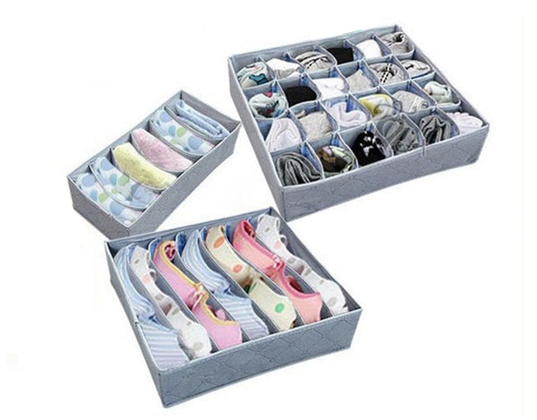 1 pc Underwear Bra Organizer Storage Box 3 sizes grey Drawer Closet Organizers Boxes For Underwear Scarf Socks Organiser