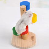 Natural Wooden Colorful Scaling Ladder Fun Play Pet Toys Rat Hamsters Toy Wooden Hamster Funny Exercise Lookout Tower Mouse Toys