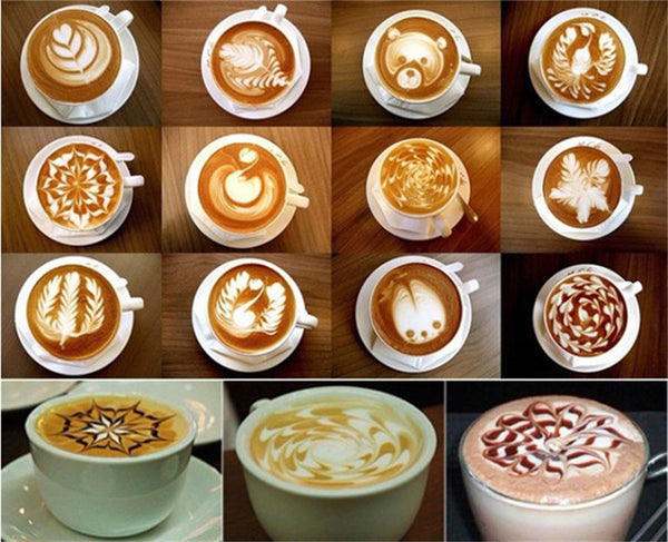 Coffee Mold Appuccino 16pcs/lot Latte pianting Stencil Mold Coffee Decor Barista Duster Art Template Strew Pad Duster