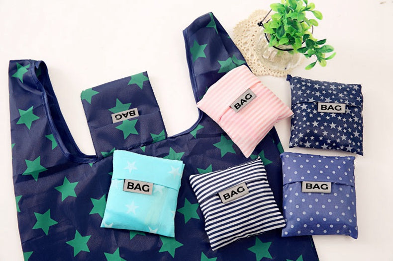 Fashion portable women shopping bag creative printing Oxford cloth folding Ladies bag Kitchen storage bags home accessories