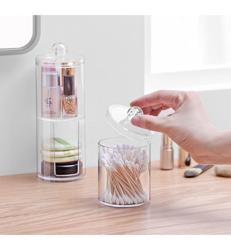 Acrylic Multifunctional Round Qtip Container Cosmetic Makeup Cotton Pad Organizer Jewelry Storage Box Holder and Candy Jars Main image