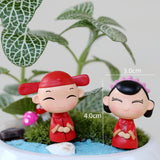 2pcs/lot Couple dolls Bride and groom Wedding decorations Micro landscape ornaments Chinese style creative ornaments Crafts