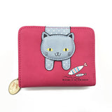 Women cute cat wallet small zipper girl wallet brand designed pu leather women coin purse female card holder wallet