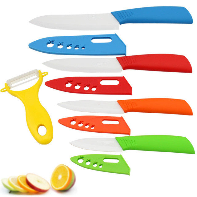 Brand top quality kitchen knife ceramic knife 3" 4" 5" 6" inch + peeler + Transparent Acrylic Stand kitchen set