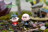 1pair Moss micro landscape decoration Grandpa Grandma and old children Creative figurine ornaments DIY assembly parts