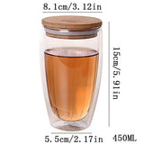 Double Glass Cup Coffee Mugs Tea Cup Transparent Heat-resistant Glass Cups With Bamboo Insulation Cup Lid Creative Wholesale