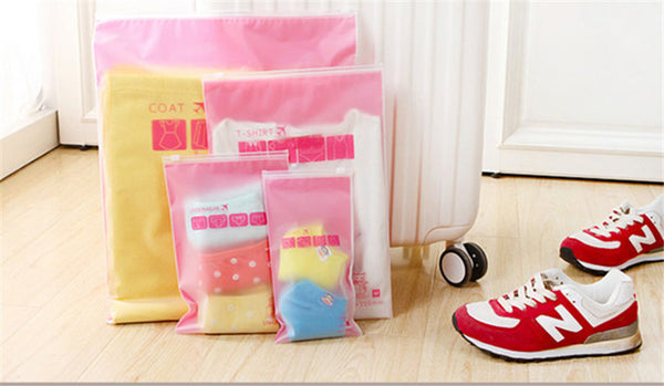 8 PCS/set Cartoon Travel Organizer Clothing Storage Bag Zip Lock Plastic Bags Waterproof Garment Shoe Sock Luggage Bag Y119