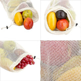 Reusable Cotton Vegetable Bags Home Kitchen Fruit And Vegetable Storage Mesh Bags With Drawstring Machine Washable