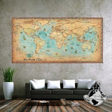 Nautical Ocean Sea world map Retro old Art Paper Painting Home Decor Sticker Living Room Poster Cafe Antique poster