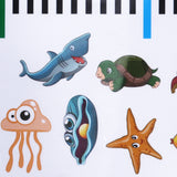 Height Measurement Wall Stickers Cartoon Undersea Animals Wall Decals for Kids Baby Room Nursery Decoration