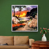 DIY 5D Partial Diamond Embroidery sunset Round Diamond Painting Cross Stitch Kits Diamond Mosaic Home Decoration