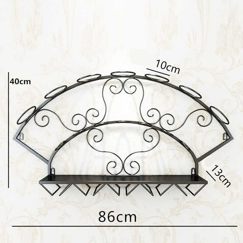 Modern Metal Wine Holder Rack for 7 Bottles Wall Mounted Wine Bottle Display Rack Glassware Storage Shelf for Whiskey Red Wine