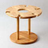 HOT-Wine Glass Holder Bamboo Tabletop Wine Glass Drying Racks Camping for 6 Glass and 1 Wine Bottle