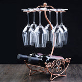 Wine Rack Wine Bottle Holder Glass Cup Holder Display Champagne Bottles Stand Hanging Drinking Glasses Stemware Rack Shelf