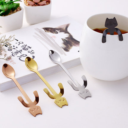 Coffee&Tea Spoon Mini Cat Long Handle Creative Spoon Drinking Tools Food grade Stainless Steel Kitchen Flatware Tableware Secondary image