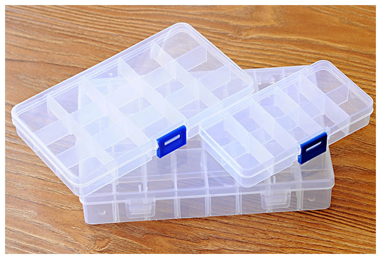 Practical Adjustable 10/15/24 Compartment Plastic Storage Box Jewelry Earring Bead Screw Holder Case Display Organizer Container