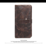 Oil wax leather men's leather wallet casual retro long wallet large capacity multi-position clutch men's purse