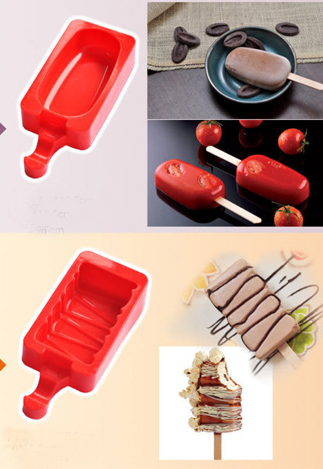 Cartoon DIY Silicone Ice Cream Mold Popsicle Molds Maker Holder Frozen Ice Mould with Popsicle Sticks Kitchen Tools