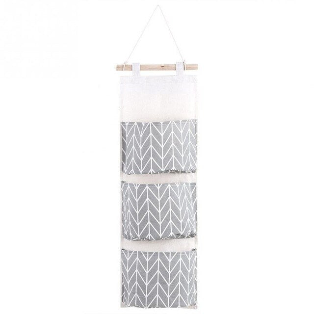 3 Pockets Cotton Linen Wall Hanging Storage Bags Door Pouch Bedroom Home Storage Pocket Home Decor Hanging Bag