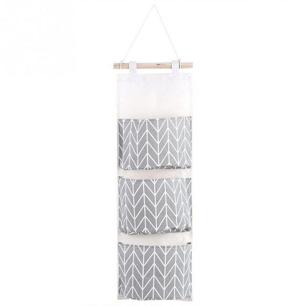 3 Pockets Cotton Linen Wall Hanging Storage Bags Door Pouch Bedroom Home Storage Pocket Home Decor Hanging Bag