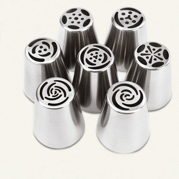 New 7 pcs Russian Tulip Icing Piping Nozzles Pastry Decorating Tips Cake Cupcake Decorator Rose Kitchen Accessories