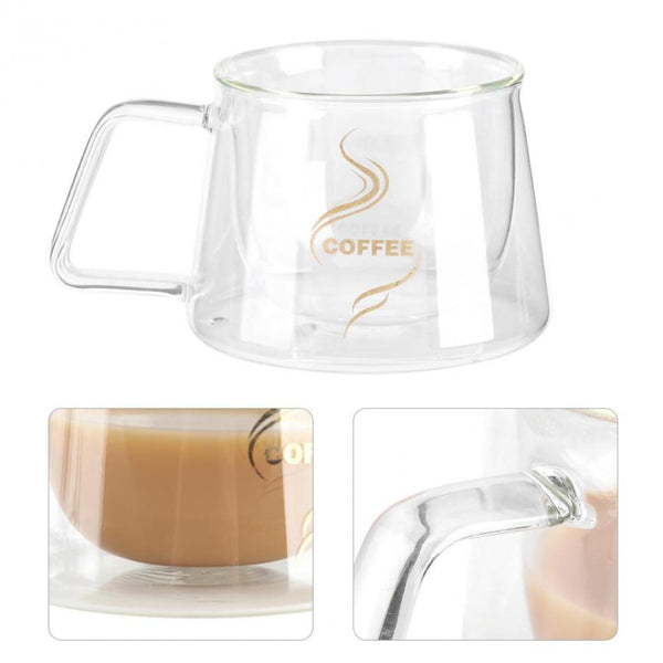 Double-Wall Insulated Glass Coffee Cup Glass Cup Office Garden Cafe Home Heat Resistant Mug Glassware Coffee Tea Milk Cafe Cup