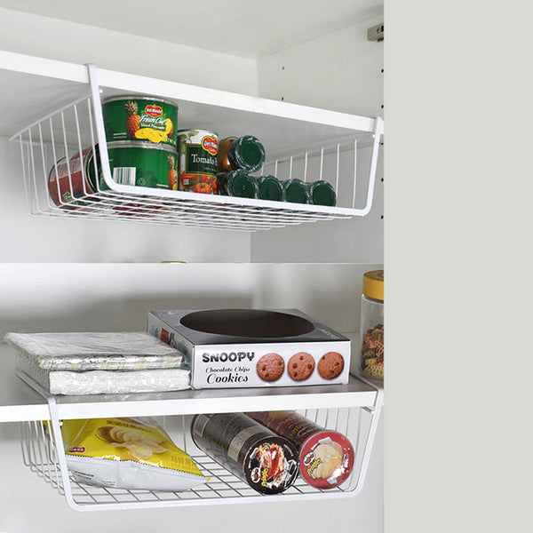 Home Storage Basket Kitchen Multifunctional Storage Rack Under Cabinet Storage Shelf Basket Wire Rack Organizer Storage