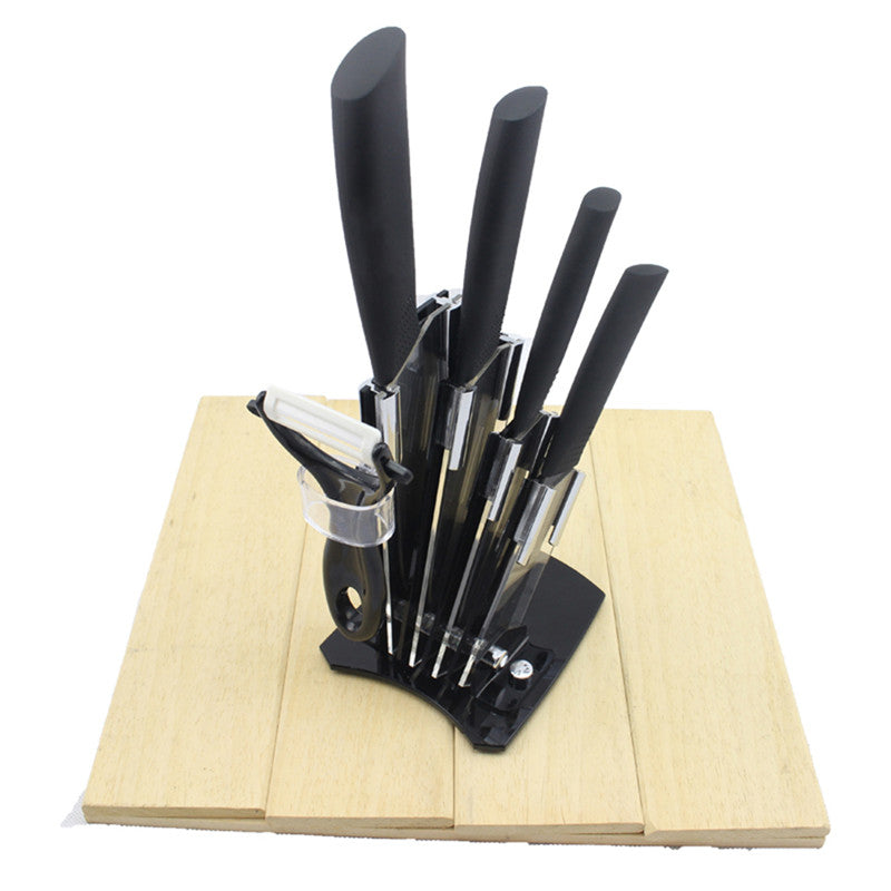 High quality brand black blade kicthen ceramic knife set 3" 4" 5" 6"inch+peeler+Acrylic Holder/stand Chef Kitchen knife Secondary image