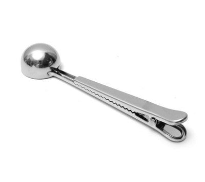 Hot Style Heathful Cooking Tool Stainless 1 Cup Ground Coffee Measuring Scoop Spoon with Bag Sealing Clip Good Helper