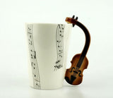 Creative Music Violin Style Guitar Ceramic Mug Coffee Tea Milk Stave Cups with Handle Coffee Mug Novelty Gifts